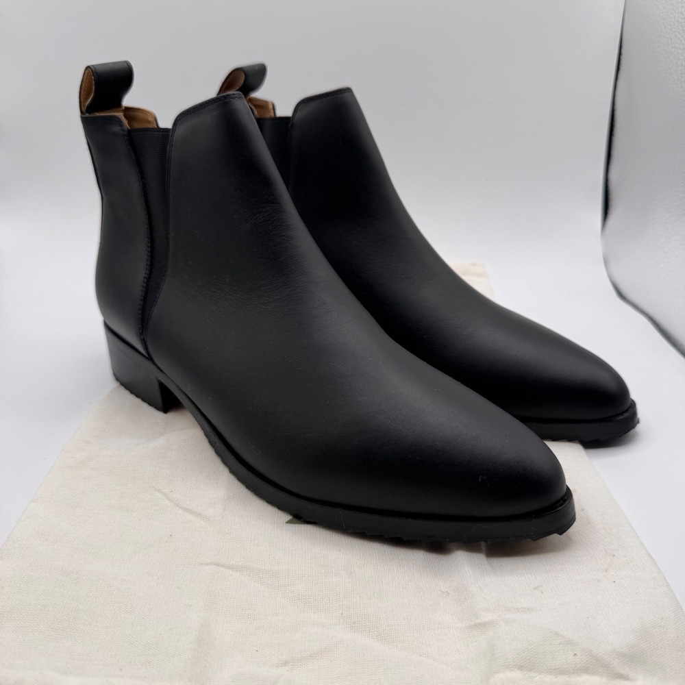 Nisolo Black Leather Chelsea Boots Women's 10 Ankle Booties Made in Peru Slip-On